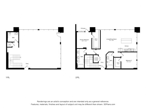a diagram of two floor plans of a house